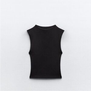 Zara Black Sleeveless Mock Neck Top